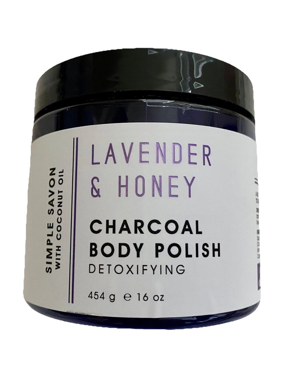 New Simple Savon HOME & BODY COMPANY Lavender Honey Charcoal Body Scrub 16 oz